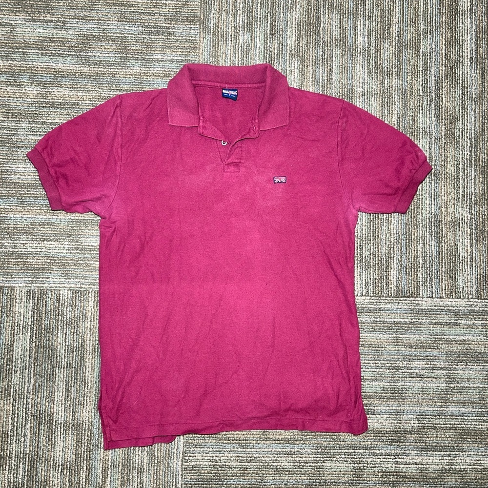 Vintage Brittania Golf Polo Mens Large Maroon Made In Korea 80s Classic British